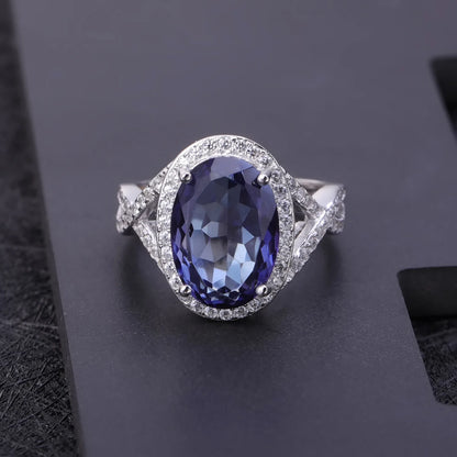 MUSHAN Custom Jewelry 925 Sterling Silver Ring Lab Green Sapphire Radiant Wedding Gift for Women 18K Gold Plated GRC Estate Ring