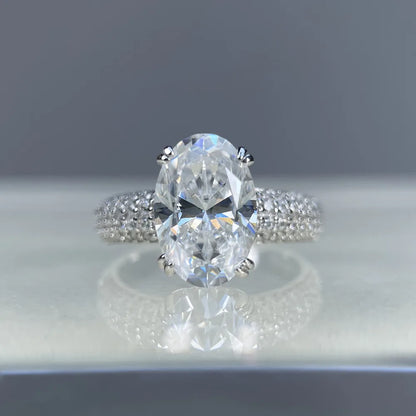 Anillo de diamantes de moissanita Mushan Luxury Jewelry, forma de huevo de paloma, 4.5 quilates, 8x12 mm, para mujer, de plata de ley 925, anillo de diamantes de precisión