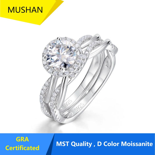 MUHAN Luxury Jewelry  925 Sterling Silver Ring Wedding Band  Women GRA Certificate Moissanite Diamond Rings D Color Fine Jewelry