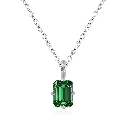 MuShan Jewelry 925 Sterling Silver Necklace Lab Grown Ruby Asscher Daily Wear for Women 18K Gold Plated Anniversary Necklace