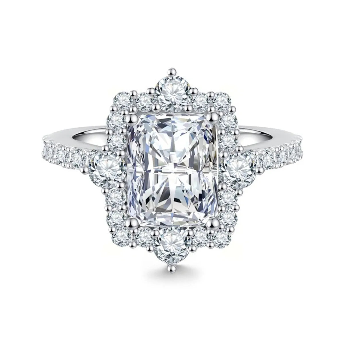 MUSHAN Luxury Jewelry 925 Sterling Silver Ring Band Women GRA Certificate Moissanite Diamond Emerald D Color Rings Fine Jewelry