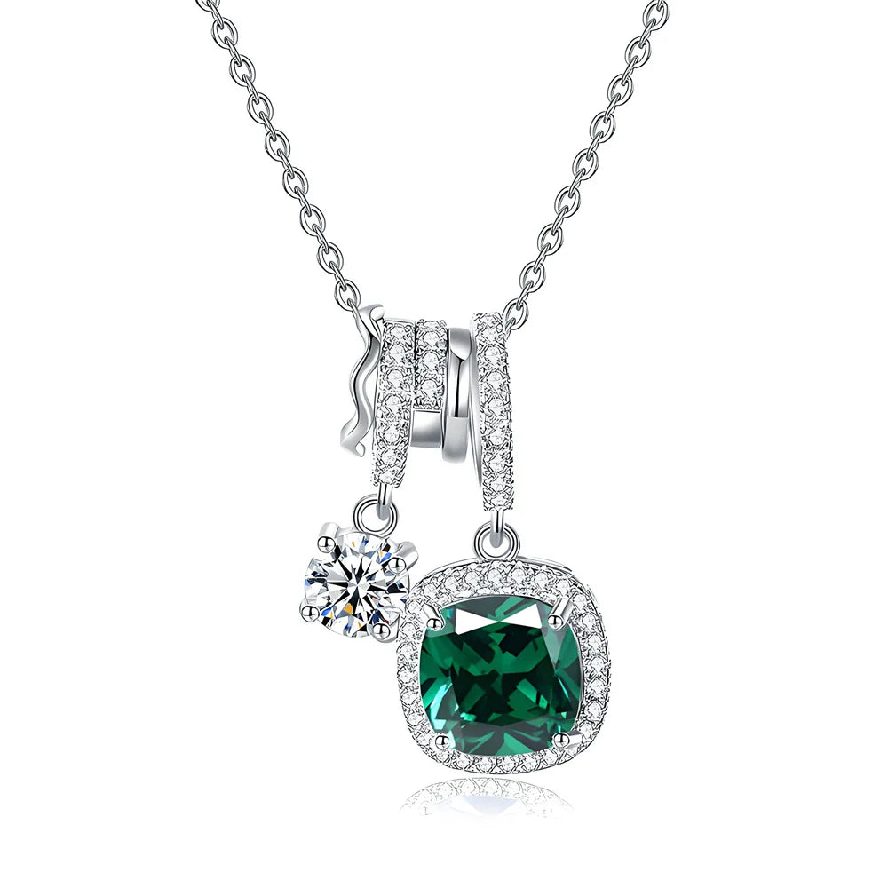 MuShan Jewelry 925 Sterling Silver Necklace Pendant Chain HCD Gemstones Anniversary Gift Daughter Gift Women Necklaces Jewelry