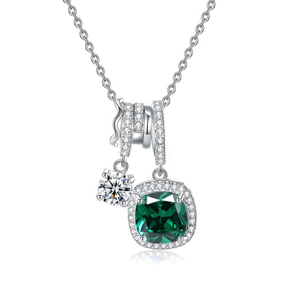 MuShan Jewelry 925 Sterling Silver Necklace Pendant Chain HCD Gemstones Anniversary Gift Daughter Gift Women Necklaces Jewelry