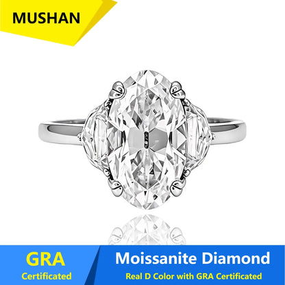 MUSHAN Luxury Jewelry 925 Sterling Silver Ring Band Women GRA 4.8ct Moissanite Diamond Emerald D Color Rings Fine Jewelry