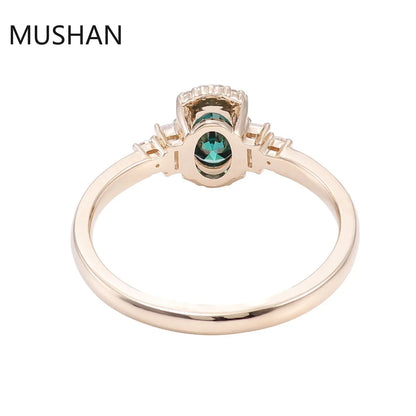 Anillos de compromiso de lujo MUSHAN de oro de 14K/18K con moissanita y piedras preciosas creadas en laboratorio, anillos de boda para mujer