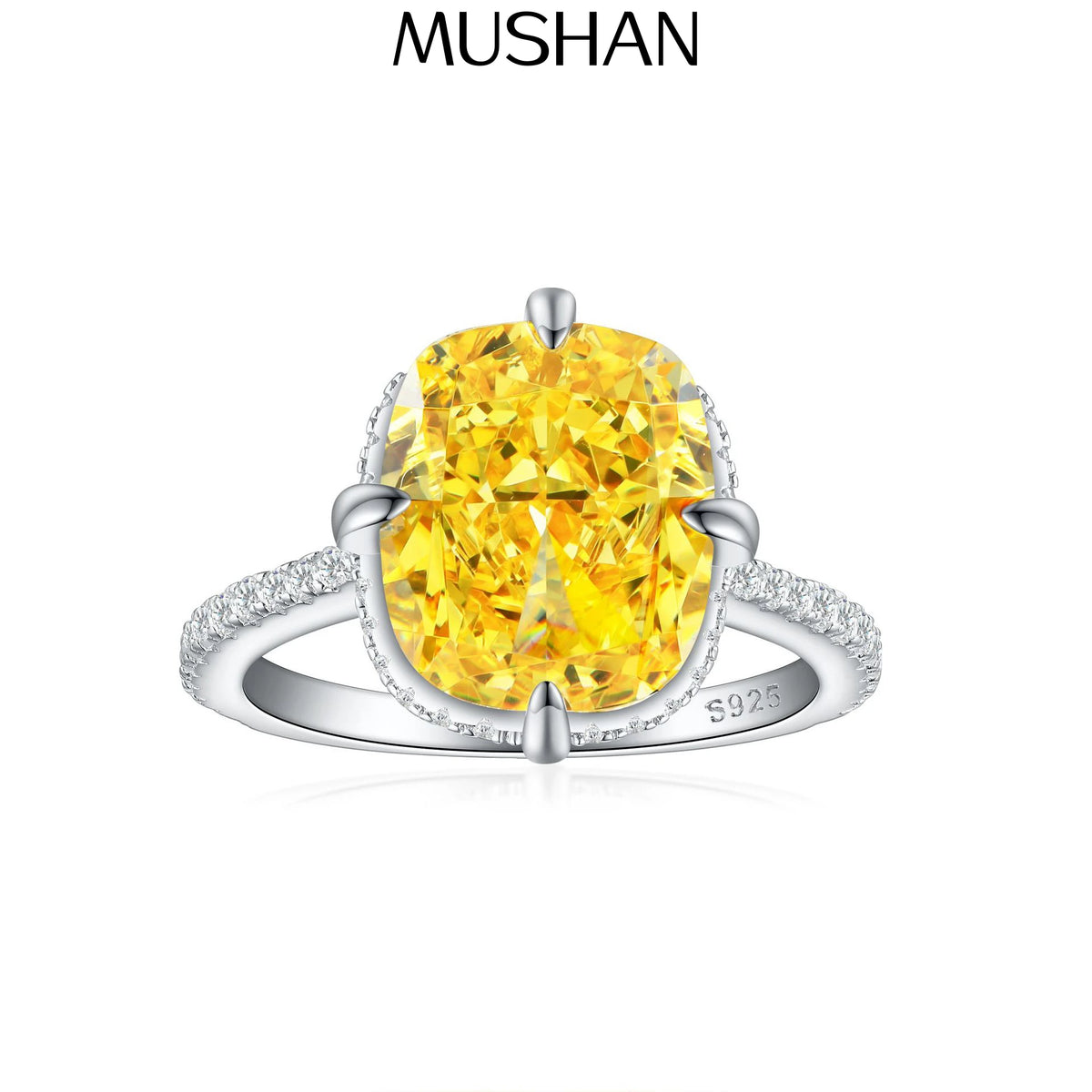 MuShan Jewelry 925 Sterling Silver Ring Wedding Band High Carbon Diamond Christmas Gift Elegant Style Women Rings Fine Jewelry