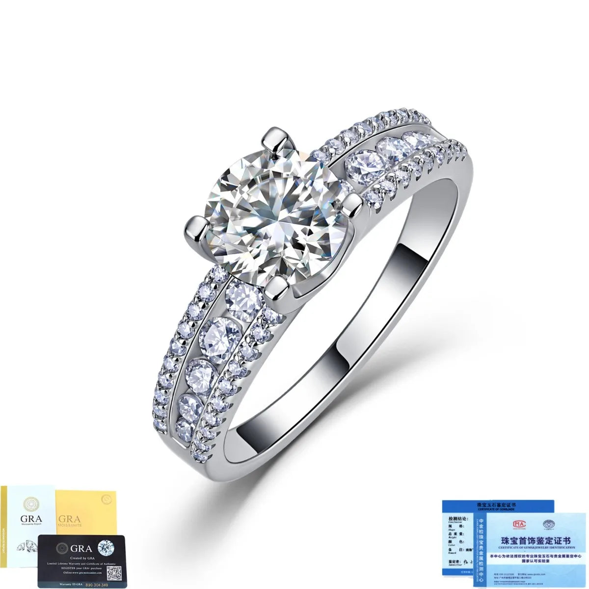 Anillo de banda de plata de ley 925 MUSHAN Luxury Jewelry para mujer, con diamante de moissanita, certificado GRA, color D, joyería fina