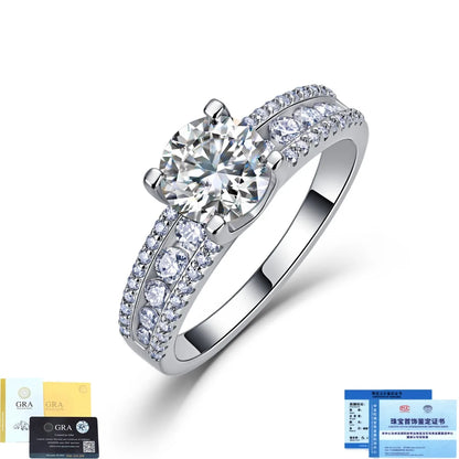 Anillo de banda de plata de ley 925 MUSHAN Luxury Jewelry para mujer, con diamante de moissanita, certificado GRA, color D, joyería fina