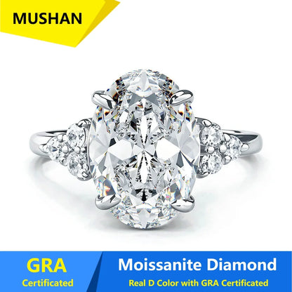 MUSHAN Luxury Jewelry 925 Sterling Silver Ring Band Women GRA Certificated Moissanite Diamond Emerald D Color Rings Fine Jewelry