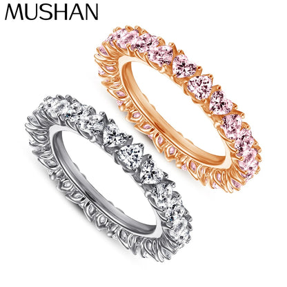 MuShan Jewelry 925 Sterling Silver Rings Bands Engagement Ring 5A Cubic Zirconia Delicate Anniversary Rings Bands  Women Gift