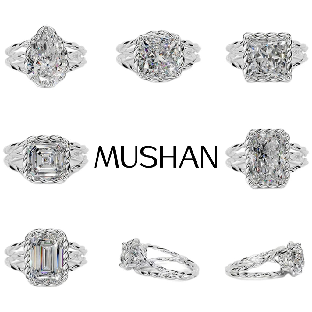 MUSHAN Custom Jewelry 925 Sterling Silver Ring Moissanite D Color VVS Luxury Noble 925 Sterling Silver Rings Diamond Accessories