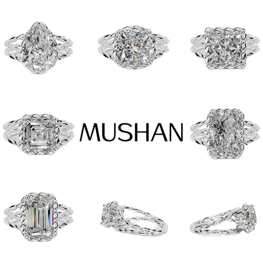 MUSHAN Custom Jewelry 925 Sterling Silver Ring Moissanite D Color VVS Luxury Noble 925 Sterling Silver Rings Diamond Accessories