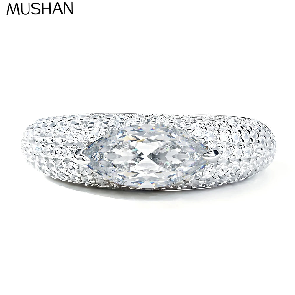 Anillo de compromiso de plata de ley 925 marca MuShan con diamante de moissanita, color D, VVS1, joyería fina patentada MST para mujer