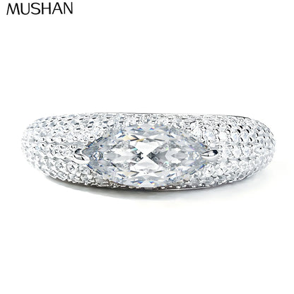 Anillo de compromiso de plata de ley 925 marca MuShan con diamante de moissanita, color D, VVS1, joyería fina patentada MST para mujer