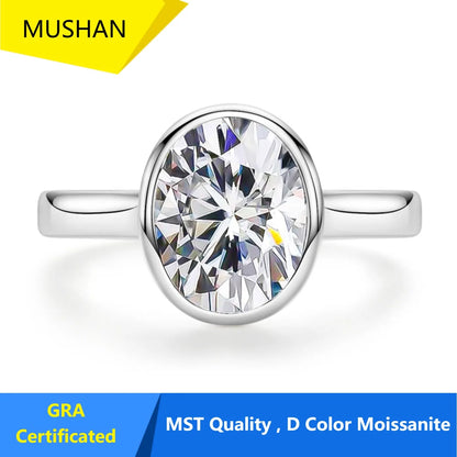 Anillo de compromiso de plata de ley 925 de MUHAN Luxury Jewelry, anillo de diamantes de moissanita para mujer con certificado GRA, color D, joyería fina