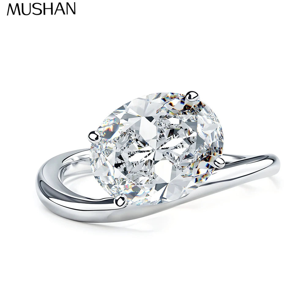 Anillo de plata de ley 925 de MuShan Luxury Jewelry, anillo minimalista de moissanita para amiga, bañado en oro de 18 quilates, joyería fina con patente MST