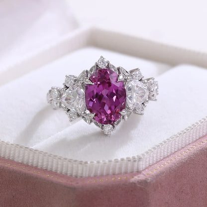 MUSHAN Custom Jewelry 10k 14k 18k Gold Platinum PT950 925 Silver Ring Lab Grown Dark Purple Stone Women 18K Gold Rings Jewelry