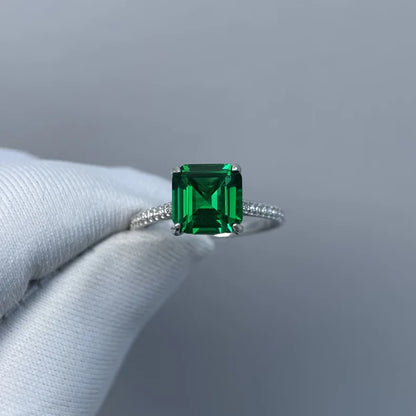 MuShan Jewelry 925 Sterling Silver Rings Band CMA Certificate HCD Gemstones Emerald Ruby Women Wedding Party Ring Fine Jewelry