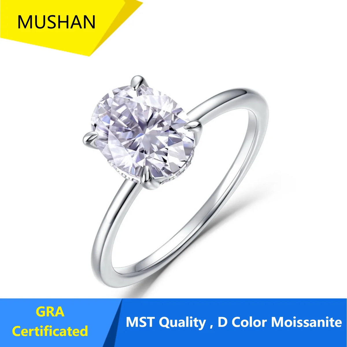 MUHAN Luxury Jewelry  925 Sterling Silver Ring Wedding Band  Women GRA Certificate Moissanite Diamond Rings D Color Fine Jewelry