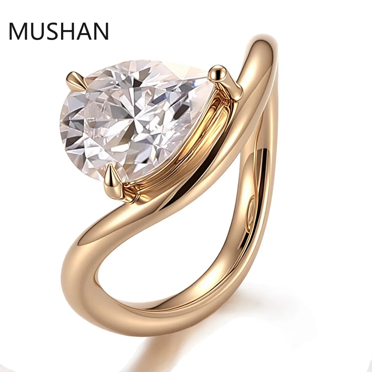 MUSHAN Luxury Custom 14K 18K Gold Rings Band Jewelry With Moissanite Diamond Lab Grown Gemstones Diamond Wedding Ring For Women