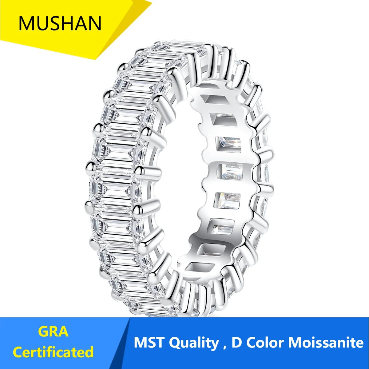 MUHAN Luxury Jewelry  925 Sterling Silver Ring Wedding Band  Women GRA Certificate Moissanite Diamond Rings D Color Fine Jewelry
