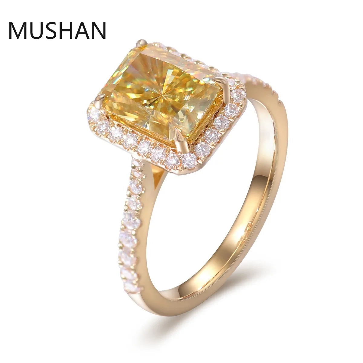 MUSHAN Luxury Custom 14K 18K Gold Rings Band Jewelry With Moissanite Diamond Lab Grown Gemstones Diamond Wedding Ring For Women