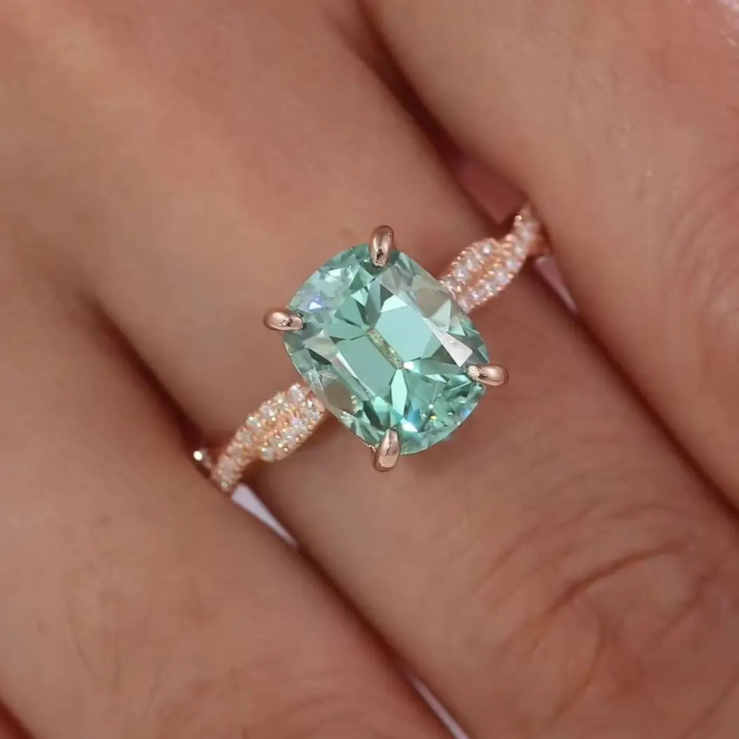 MUSHAN Custom Jewelry 10k 14k 18k Gold 925 Silver Ring 2ct Green Rare Moissanite Diamond Wedding Rings Women 18K Gold Jewelry
