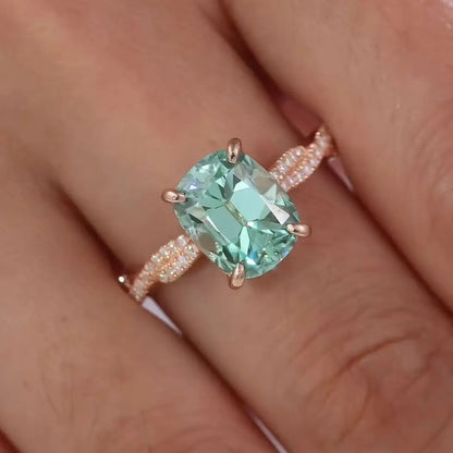 MUSHAN Custom Jewelry 10k 14k 18k Gold 925 Silver Ring 2ct Green Rare Moissanite Diamond Wedding Rings Women 18K Gold Jewelry
