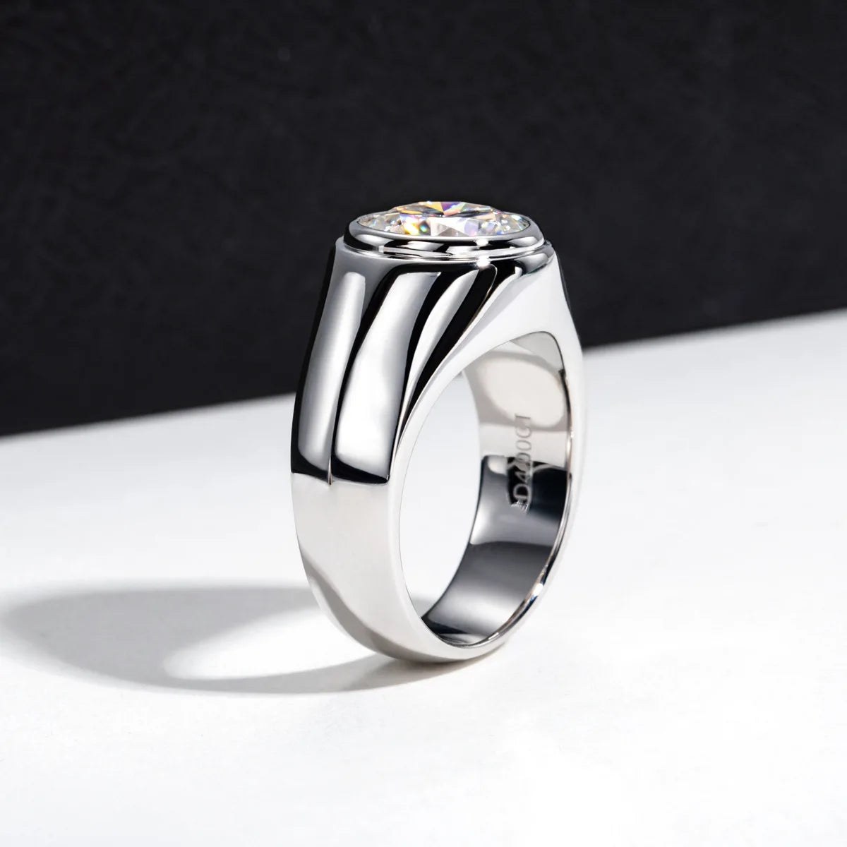 Bague MuShan Brand Jewelry en argent sterling 925, anneau minimaliste avec moissanite ronde pour elle, plaqué or véritable 18 carats, bague brevetée MST