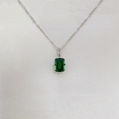MuShan Jewelry 925 Sterling Silver Necklace Lab Grown Ruby Asscher Daily Wear for Women 18K Gold Plated Anniversary Necklace