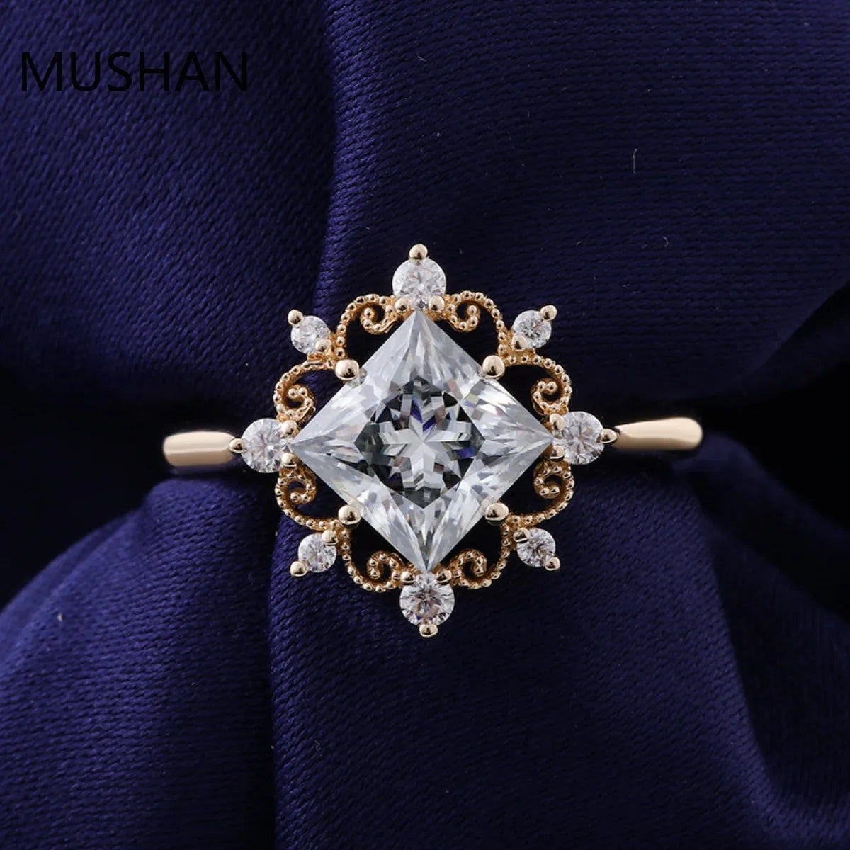 MUSHAN Luxury Custom 14K 18K Gold Rings Band Jewelry With Moissanite Diamond Lab Grown Gemstones Diamond Wedding Ring For Women