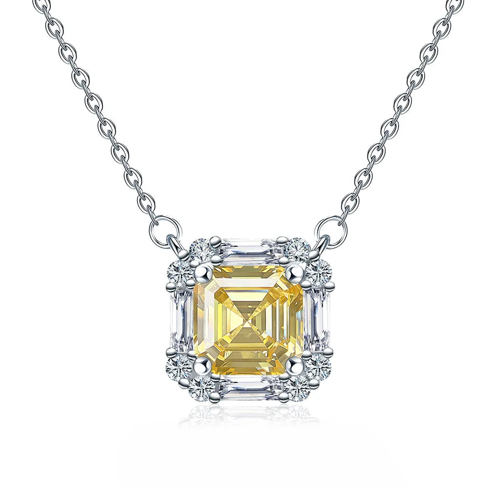 MuShan Jewelry 925 Sterling Silver Necklace Pendant Chain HCD Diamonds Anniversary Gift Christmas Gift Women Necklaces Jewelry