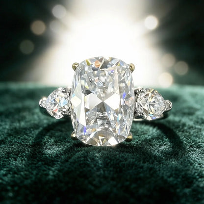 Anillo de mujer MUSHAN Luxury Jewelry en plata de ley 925, banda de 10 quilates con diamante de moissanita de 10x14 mm con certificado GRA, joyería fina