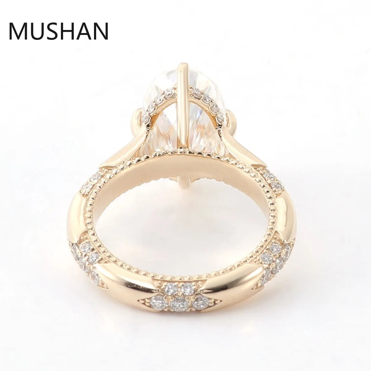 MUSHAN Luxury Custom 14K 18K Gold Rings Band Jewelry With Moissanite Diamond Lab Grown Gemstones Diamond Wedding Ring For Women