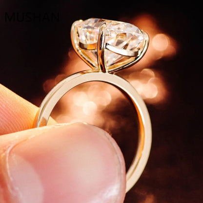 MUSHAN Luxury Custom 14K 18K Gold Rings Band Jewelry GRA Certificate D Color Moissanite Diamond Wedding Ring For Women