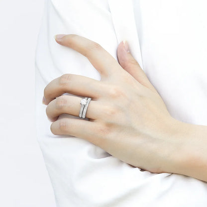 Anillo de plata de ley 925 marca MuShan con circonita cúbica 7A corte Asscher, estilo casual para prometida, joyería fina chapada en rodio.