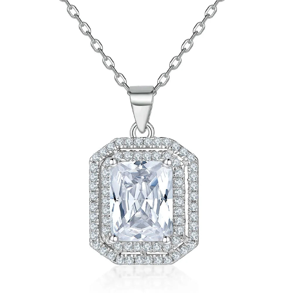 Collar de plata de ley 925 marca MuShan, colgante de joyería premium para mujer con circonita de grado 7A, diseño halo, bañado en oro real para el día a día.