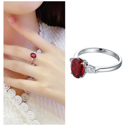 MUSHAN Custom Jewelry 925 Sterling Silver Ring Lab Red Ruby Heart Party Ring for Women 18K Gold Plated Anniversary Rings
