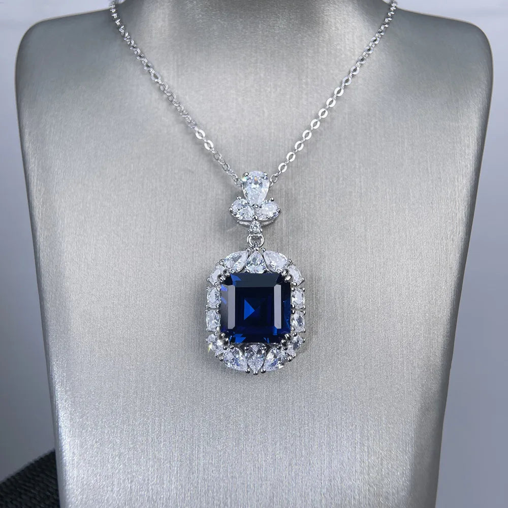 MuShan Jewelry 925 Sterling Silver Necklace Pendant Chain HCD Diamonds Engagement Party Bridal Jewelry Women Necklaces Jewelry