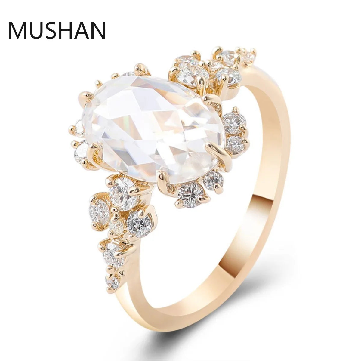MUSHAN Luxury Custom 14K 18K Gold Rings Band Jewelry With Moissanite Diamond Lab Grown Gemstones Diamond Wedding Ring For Women