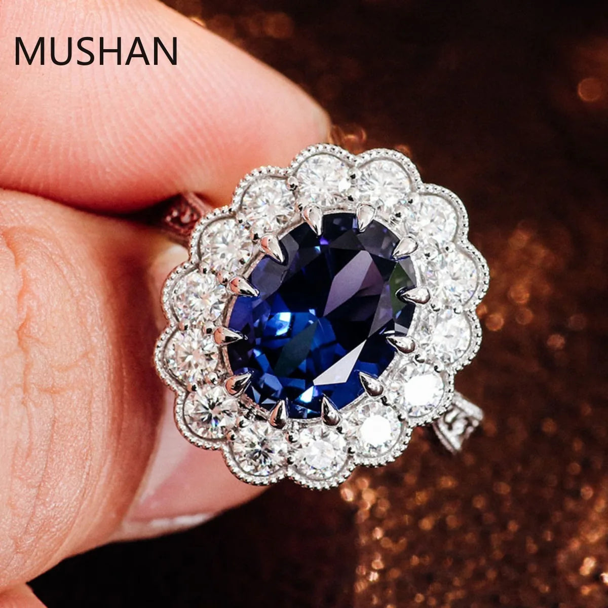 MUSHAN Luxury Custom 14K 18K Gold Rings Band Jewelry With Moissanite Diamond Lab Grown Gemstones Diamond Wedding Ring For Women