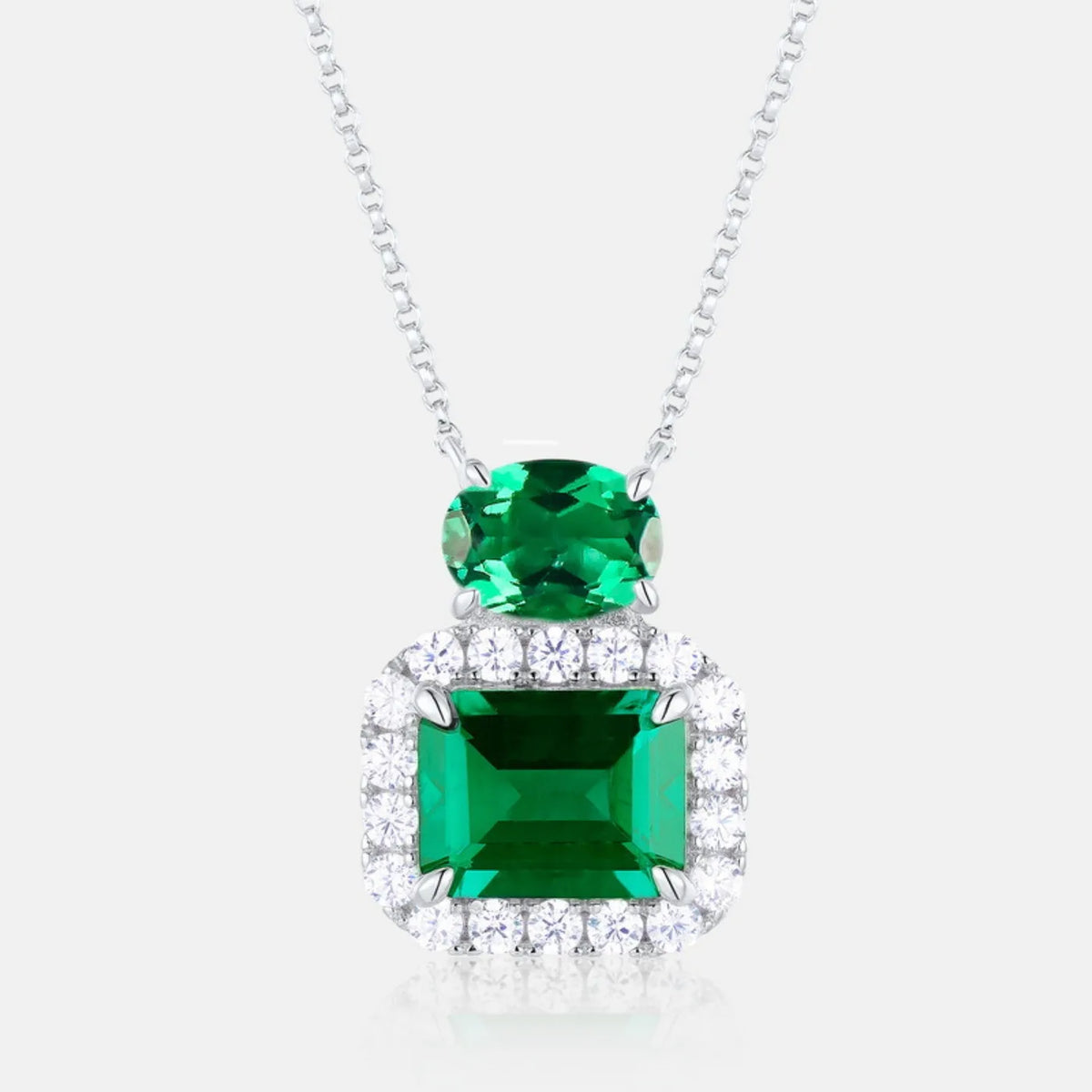 MUSHAN Luxury Jewelry 925 Sterling Silver Chain Pendant Necklace Lab Grown Emerald Ruby Gemstones Necklaces Pendants GRC Jewelry