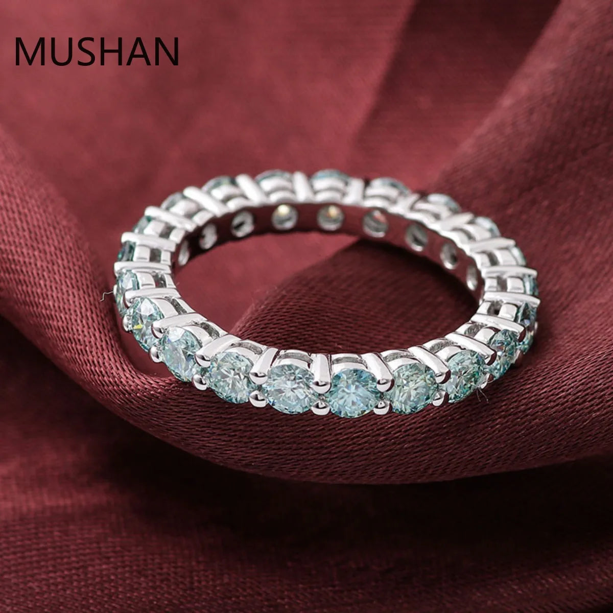 Anillos de boda de lujo MUSHAN de 14K y 18K, joyería con diamantes de moissanita y piedras preciosas cultivadas en laboratorio para mujer