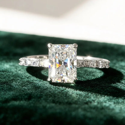 Anillo de lujo MUSHAN de plata de ley 925 para mujer, con diamante de moissanita certificado por GRA y esmeralda, color D, joyería fina