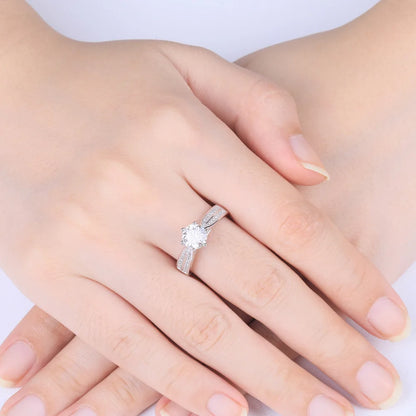 Anillo de plata de ley 925 de MuShan Luxury Jewelry, anillo de uso diario con moissanita VVS para mujer, bañado en oro real de 18K, joyería con patente MST