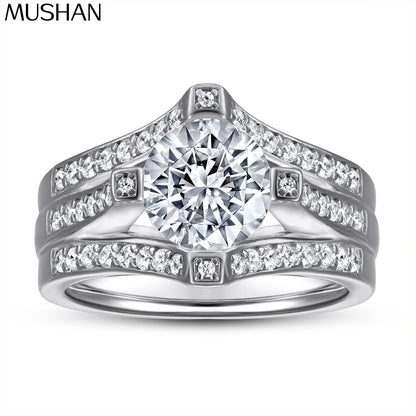 Anillo de plata de ley 925 con circonita de grado 7A de MuShan Luxury Jewelry, radiante para el día, ideal para esposa, joyería fina chapada en oro real.