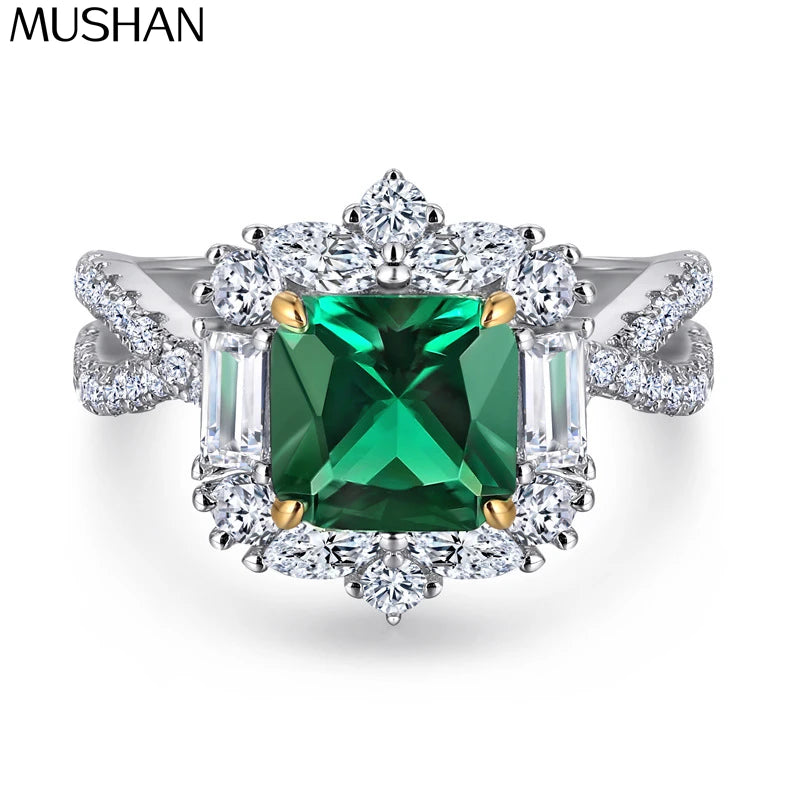 MuShan Jewelry 925 Sterling Silver Ring Wedding Band High Carbon Diamond Cocktail Party Elegant Style Women Rings Fine Jewelry
