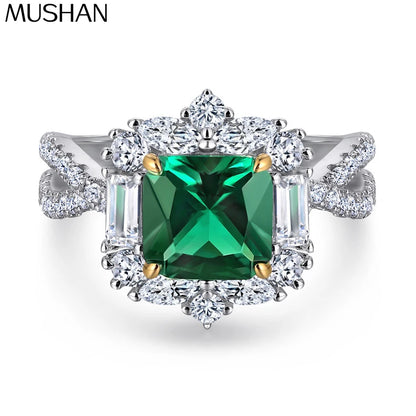 MuShan Jewelry 925 Sterling Silver Ring Wedding Band High Carbon Diamond Cocktail Party Elegant Style Women Rings Fine Jewelry