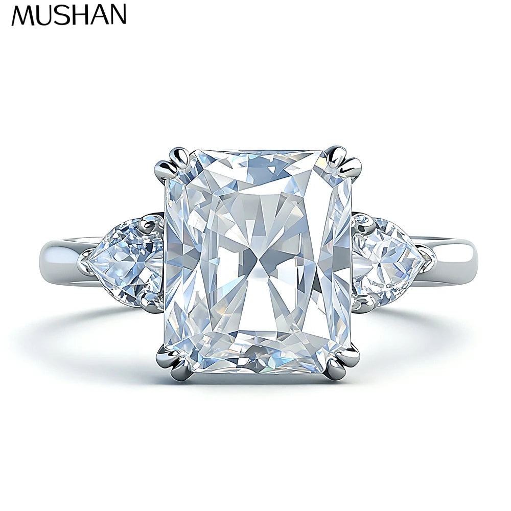 Bague de luxe MUSHAN en argent sterling 925, bague cocktail ronde en moissanite pour fiancée, plaqué or 18K, bagues brevetées MST