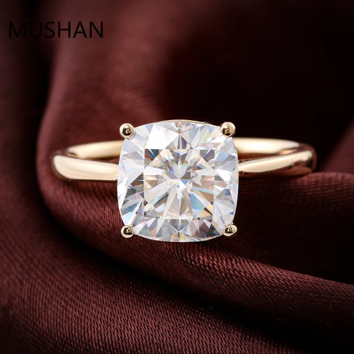 MUSHAN Luxury Custom 14K 18K Gold Rings Band Jewelry With Moissanite Diamond Lab Grown Gemstones Diamond Wedding Ring For Women